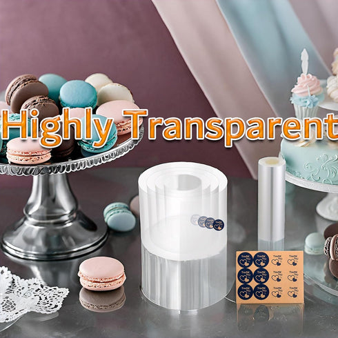 Cake Collars 8 x 394inch Acetate Rolls, Clear Cake Strips Transparent Mousse Cake Collar Acetate Sheet for Baking,