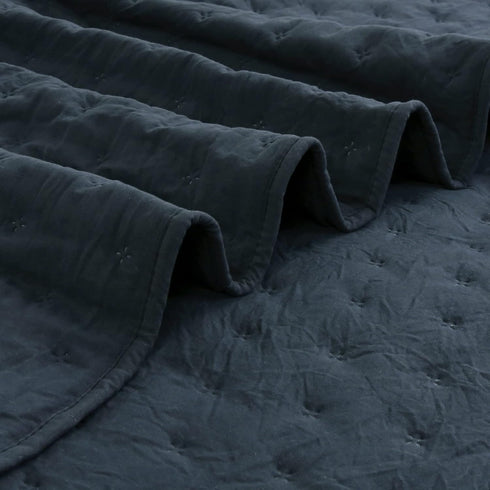 Set 3 90x90 inches ROARINGWILD Navy Blue Queen Size Quilt Bedding with Pillow Shams, Lightweight Soft Bedspread