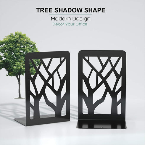 MaxGear Tree Design Book Ends, Heavy Duty Metal Book Stopper for Shelves, Decorative Organizer for Books/DVDs