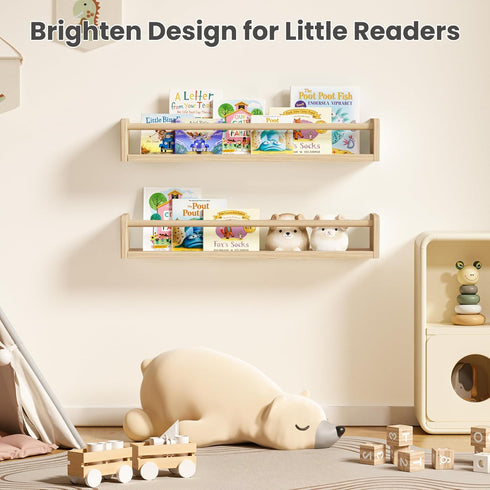 2 Pack 23.6 Inch upsimples Nursery Book Shelves, Floating Bookshelves for Wall, Baby Nursery Decor, Small Solid Wood