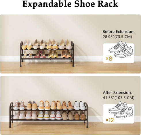 2 Closet, 28 42, Closet, 12 Gewudraw Tier Shoe Organizer, Shoe Rack for Metal Shelf Can Expandable to for Bedroom