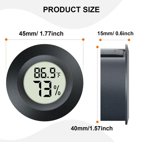 2 Pack Mini Digital Hygrometer Thermometer Gauge, Indoor Outdoor Temperature Humidity Meter for Greenhouse, Humidors,