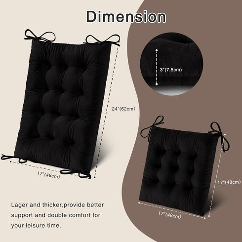 Set 2 OVOV Thick Rocking Chair Cushion Warm Tufted Rocking Chair Pads of with Ties High Back and Seat Cushion Suitable