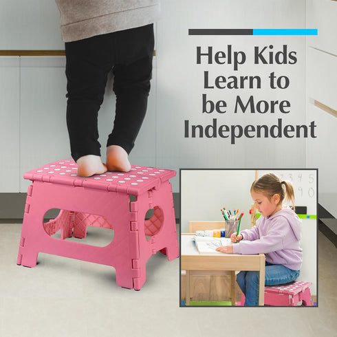 2-Pack) Handy Laundry Folding Lightweight Step Stool - Sturdy Enough to Support Adults and Safe Enough for Kids - Opens