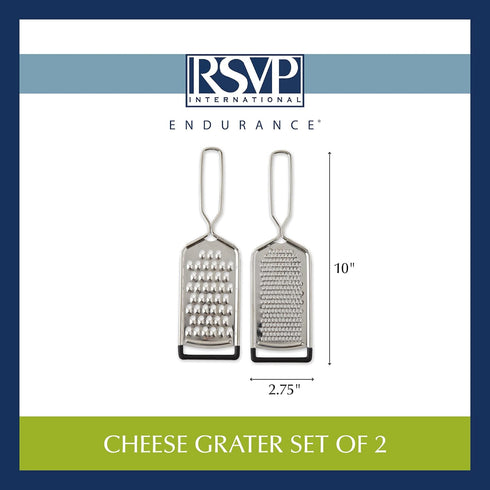 RSVP International Endurance Kitchen Collection Multi-Use Cheese Grater, Handheld Potato Slicer, 10 x 2-3/4-Inch