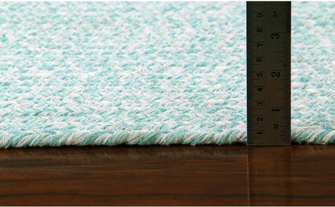 Super Area Rugs Farmhouse Braided Rug, Cotton Kitchen Reversible Carpet, Turquoise & White, 8" X 28"