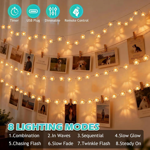 13 40 20 Vigdur Cherry Blossom Lights, FT LEDs Multicolor Flower String Lights Battery Operated with Remote&Timer