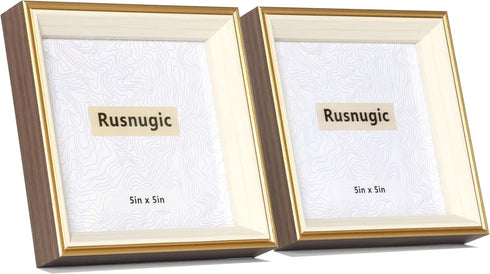 5x5 Picture Frame - 2 Pack Rustic Square Photo Frame - Small