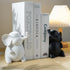 5" YU FENG Adorable Elephant Bookends in Black&White Resin Unique Cute Book Ends for Home Bedroom Desk Bookshelf
