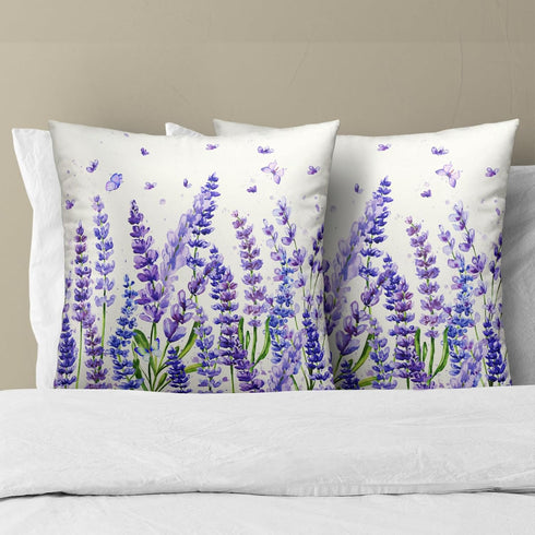 Sweetshow Spring/Summer 18 18 Inches Set 2 Purple Lavender Pillowcovers Purple Flowers Leaves Throw Pillow Covers