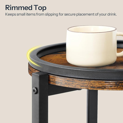 3-Tier 28.7" BF182BZ01 HOOBRO Small Round Side Table, Tall Coffee Drink Table for Sofa Couch, H Slim Nightstand, Circle