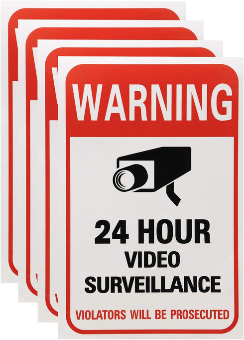 Tupalizy 24 Hours Video Camera Surveillance Sign Stickers - Self-Adhesive Security Labels for Window, Wall, Door, 20PCS