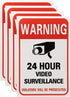 Tupalizy 24 Hours Video Camera Surveillance Sign Stickers - Self-Adhesive Security Labels for Window, Wall, Door, 20PCS