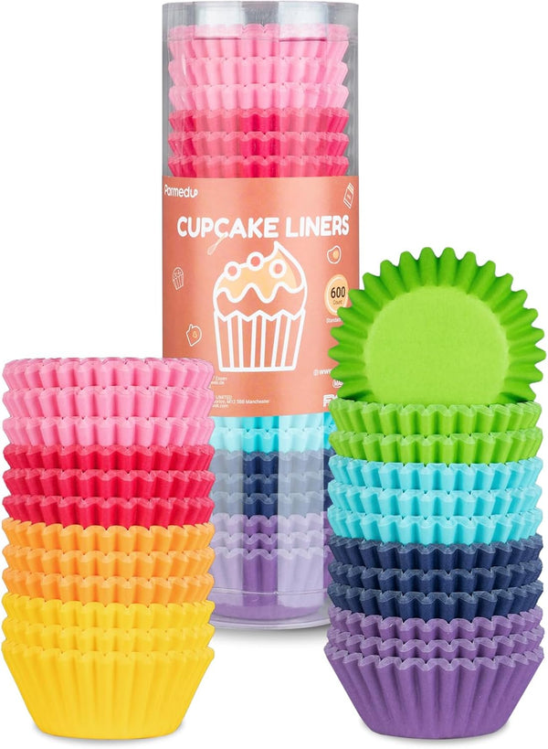 600pcs Paper Cupcake Liners - 1.25 Inches Mini Muffin Liners, Thick & Sturdy Rainbow Colors