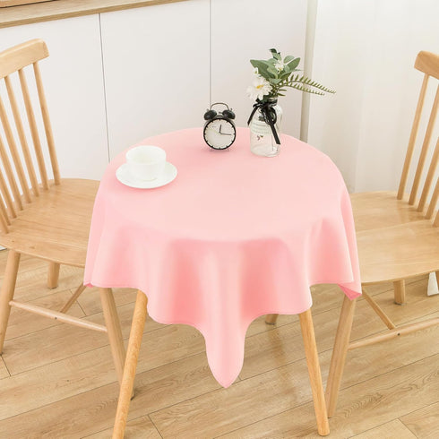 2 Pack 36X36 Inch Small Square Table Cloth Pink Tablecloth Washable Polyester Solid Tables Cover for Night Stand End