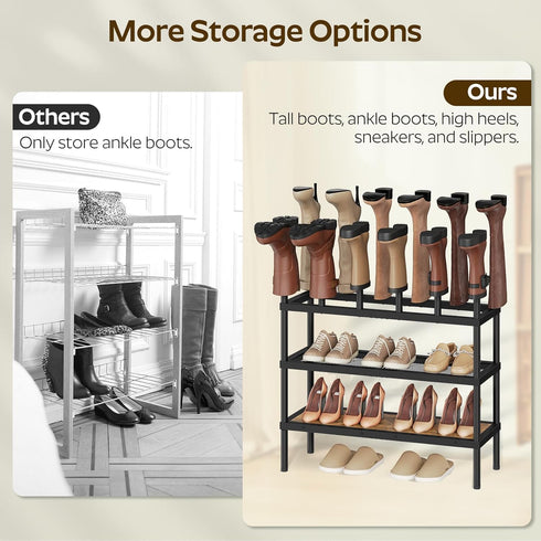 Closet, 4 14 SS29BR YATINEY Shoe and Boot Rack Organizer, Tall Boots Rack for Cowboy Shoes Storage, Tier Shoe Racks