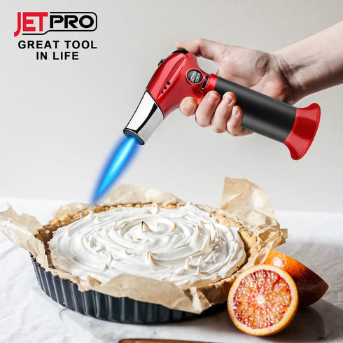 Butane Torch, Kitchen Torch Lighter, Cooking Refillable Torch with Adjustable Flame and Safety Lock for Desserts, BBQ, Kitchen (Butane Gas Not Included) (red) by JETPRO