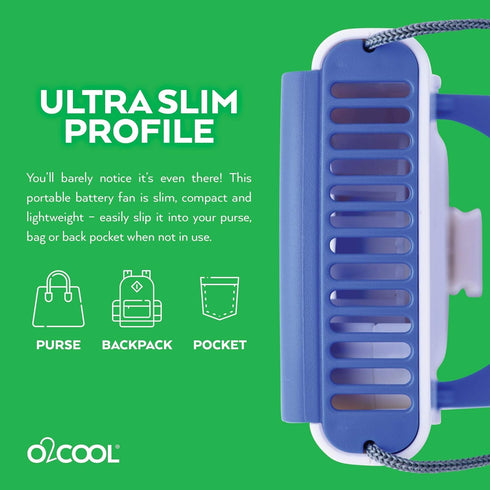 O2COOL Deluxe Necklace Fan Battery Powered Hands-Free Personal Cooling Fan with Adjustable Lanyard