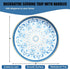 13 Round Blue Decorative Tray for Coffee Table, Ottoman, Plastic Serving Platter Tray with Handles for Entertaining