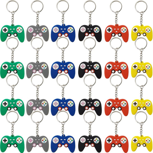 NSBELL 24PCS Video Game Controller Keychains in 6 Colors for Party Favors and Birthdays