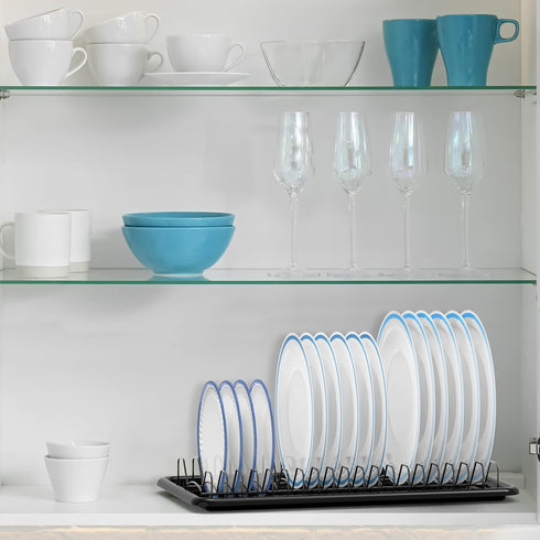 Simple Houseware Black Plate Drying Rack with Drainboard