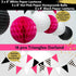 Hot Pink and Black Birthday Decorations, Happy Birthday Banner Garland, Paper Decor, Balloons, Cake Topper, Sash