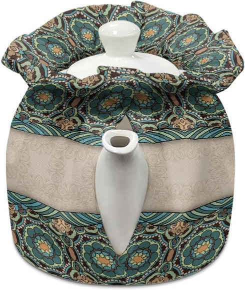 Boho Mandala Hummingbird Pattern Tea Cosy Tea Kettle Cover Insulation and Keep Warm, Teapot Cozy Breakfast Warmer, Tea Kettle Quilt for Home Kitchen Table Hotel Tea Party Restaurant