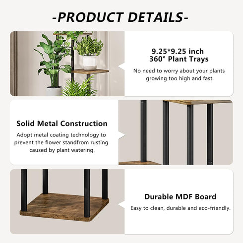 5 (5 AZERPIAN Plant Stand Tier Indoor Metal Flower Shelf for Multiple Plants Corner Tall Flower Holders for Patio