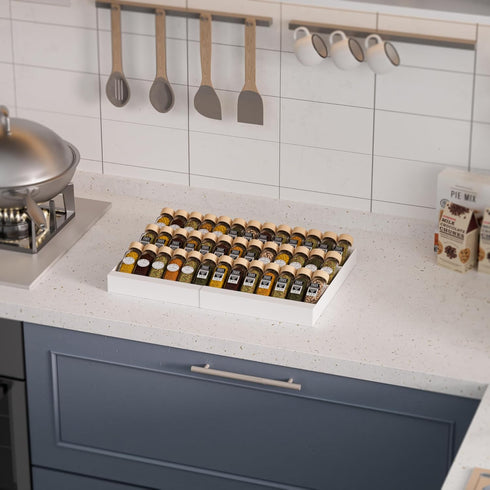 Organizer,3-Tier,Slanted Insert/Countertop included)-3Tier,1pack/White Expandable Metal Spice Drawer Seasoning Jars