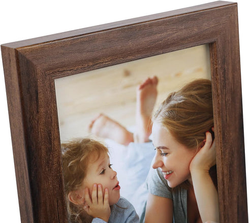 4x6 Set 12 4x 6 4 x6 EYMPEU Picture Frames Rustic Brown Walnut Wood Color of Multi Display Wooden Photo Frames Bulk