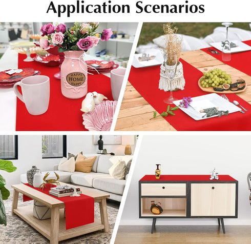 2 Pack 12 24 Inch Red Small Short Table Runner x Solid Color Runners Coffee Table Dresser for Daily Party Home