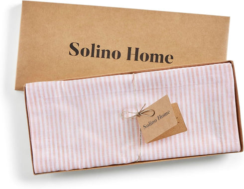 36 Inches 100% 14 36 Inch Summer Solino Home Linen Table Runner - Narrow Stripe, Pure Linen Peach and White Small Table
