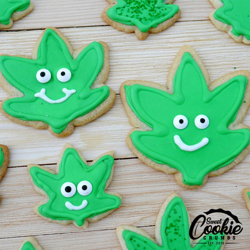 Hemp Marijuana Leaf Cookie Cutter Set, Sharp Stainless Steel Utensils, 3-Piece Bakery Supplies by Sweet Cookie Crumbs