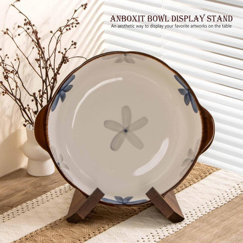 Plate Stand, 6.5 Inch Bowl Stands for Display, Wooden Easel Frame Holder, Display Stand for Large Deep Bowls Platters and Dishes, 6.5" H x 9" W x 7.9" D (For Bowls under 5" in Depth)