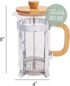 Elanze Designs Natural Woodgrain 600 mL Glass Chrome Plated Bamboo Wood French Press Coffee Maker