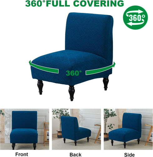 Armless Armless Blue,1PC) Accent Chair Cover Stretch Jacquard Accent Chair Covers Without Arms Washable Slipper Chair