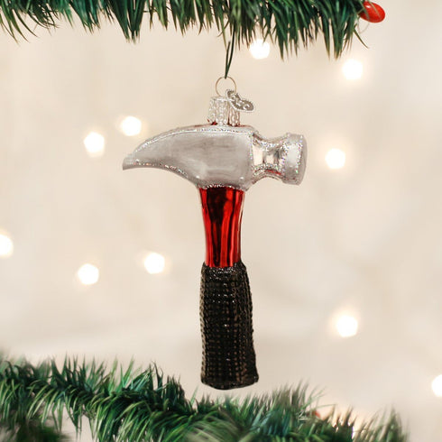Old World Christmas Glass Blown Ornaments, Contractor Tools Claw Hammer for Christmas Tree