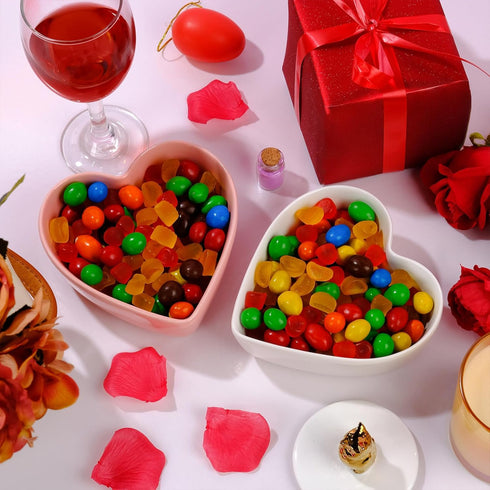 WHJY Cute Heart Shaped Bowls, Red Candy Dish for Valentines Day and Date Night