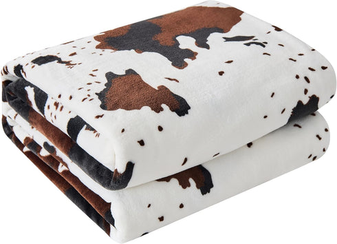 300 90108 inch Bnuitland Cow Printed Fleece Flannel Throw Blanket, GSM Double Sided Fuzzy Fluffy Blanket for Bed Sofa