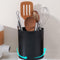 360 Degree Rotatable Large Kitchen Utensil Holder, Anti Slip Durable PP Chopstick Basket for Home Kitchen (Black)