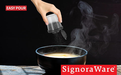 SIGNORAWARE Salt and Pepper Shakers Moisture Proof Set of 2, Medium Salt Shaker for Camping, Picnic, Kitchen