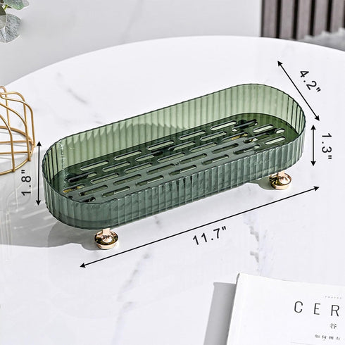 Small Bathroom Trays for Counter, Countertop Makeup Organizer Tray for Vanity, Make up Organizer Perfume Trays for Dresser, Clear Vanity Tray for Perfume, Lotions, Skincare and Cosmetics by BESSKON
