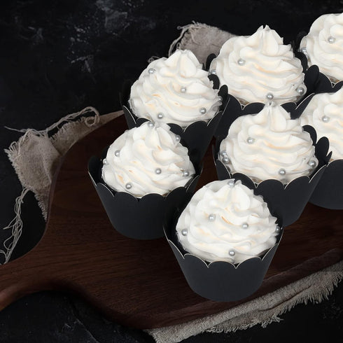 KPOSIYA Set of 100 Artistic Bake Cake Cups, Filigree Little Vine Lace Cupcake Wrapper Liner for Party Decoration