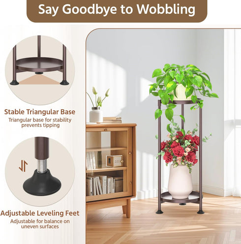 2 LASZOLA Tier Bronze Plant Stand Indoor for Large Tall Heavy Duty Flower Planter, Metal Vertical Multi Level Rack