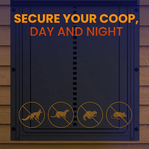 Anti-Pinch, 5-Year Wireless Automatic Chicken Coop Door Solar Powered LCD Display, Timer & Light Sensor All-Weather