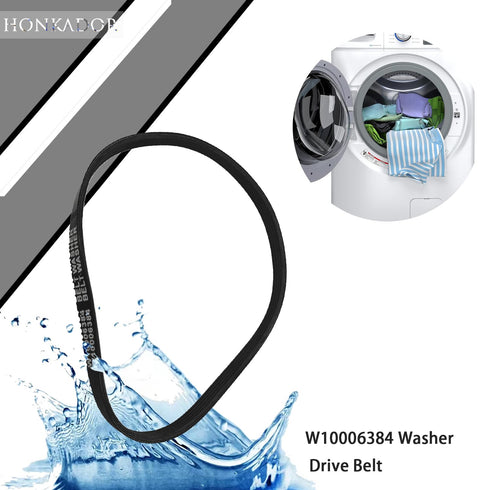 W10006384 Washer Drive Belt - Suitable for Whirlpool, Maytag, Kenmore Washing Machines, Replaces WPW10006384,