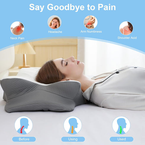 Memory Foam Pillows, Ergonomic Pillow for Neck Pain Relief, Bed Pillow for Sleeping, Cervical Neck Pillow for Side