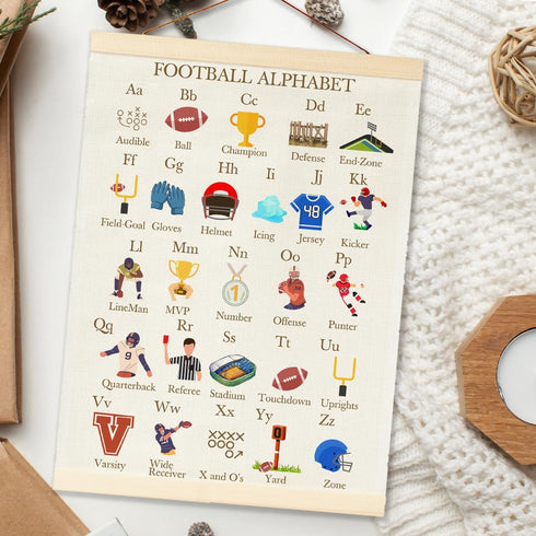 BirtDerr Football-Themed Alphabet Wall Art for Boys' Rooms - Inspiring Nursery Decor