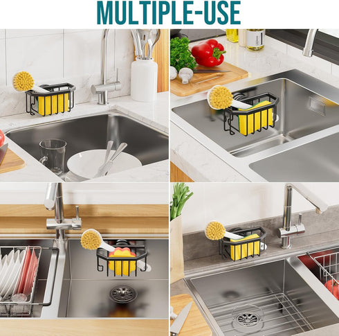 TAILI Sponge Holder with Strong Suction Cup, Dish Sponge Caddy Inside Sink Removable, Rustproof Aluminum for Sponges