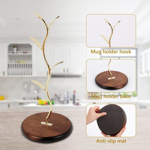 HoroM Gold Coffee Mug Tree, Countertop Coffee Mug Holder Stand, Mug Rack